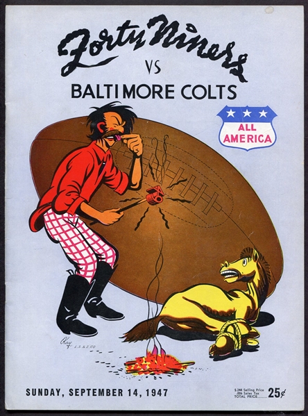 September 14, 1947 San Francisco 49ers vs. Baltimore Colts Program