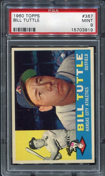 1960 Topps #367 Bill Tuttle PSA 9 Low Pop Card