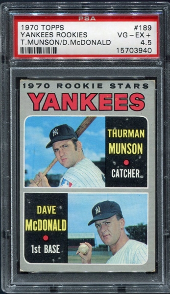 1970 Topps #189 Thurman Munson Rookie Card PSA 4