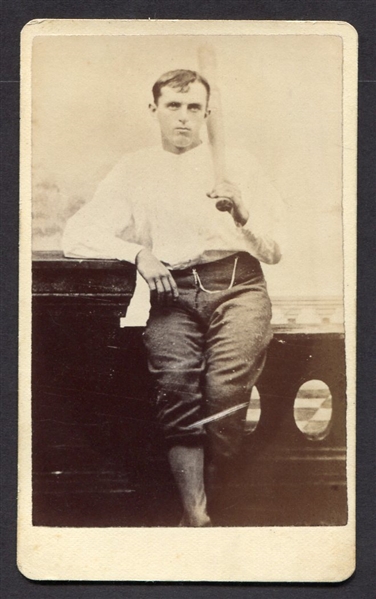Circa 1870s CDV of Baseball Player in Uniform With Bat