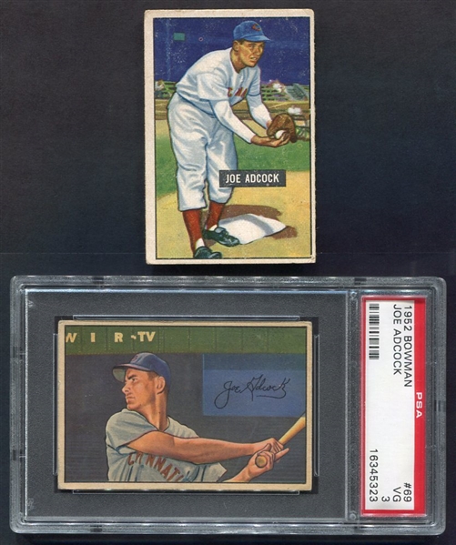 1951 & 1952 Bowman Joe Adcock Cards