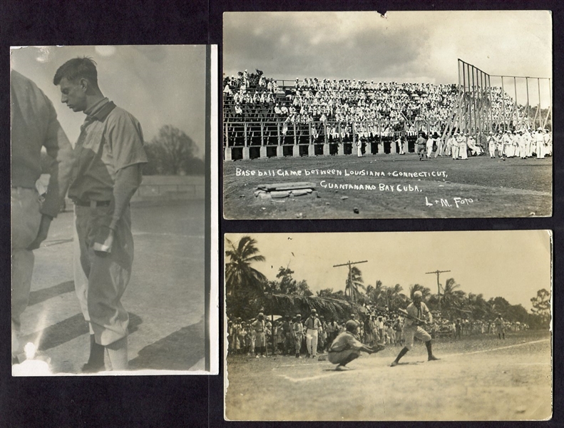 Early 20th Century Baseball Postcard Lot of 3 RPPCs