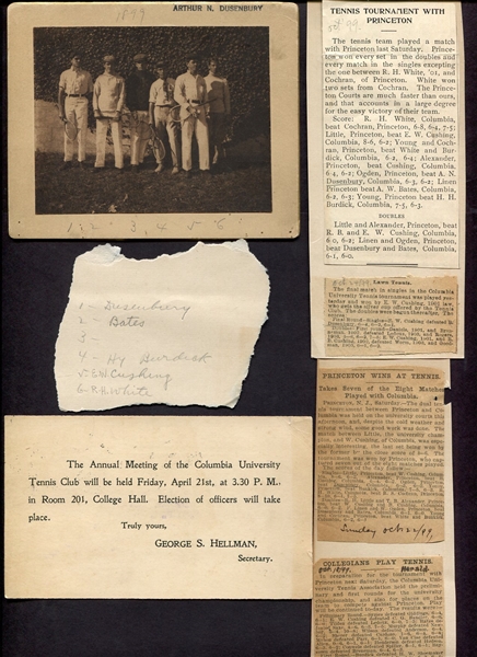 1899 Columbia Tennis Team Photo w/Articles