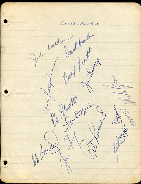 1960s Boston Red Sox Autographed Notebook Page 14 Players