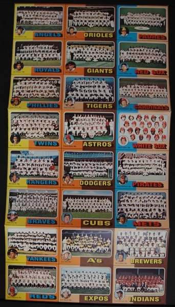1975 Topps Uncut Sheet of Team Cards Wrapper Redemption