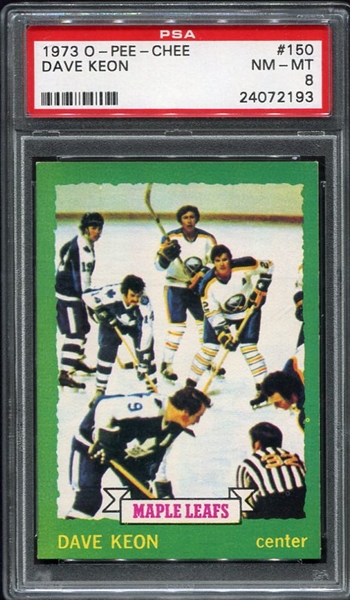 1973 O-Pee-Chee #150 Dave Keon Maple Leafs PSA 8