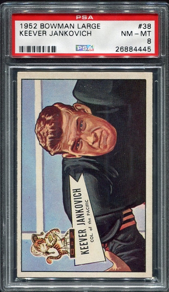 1952 Large Bowman #38 Keever Jankovich PSA 8