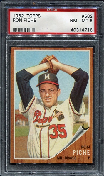 1962 Topps High-Number #582 Ron Piche PSA 8