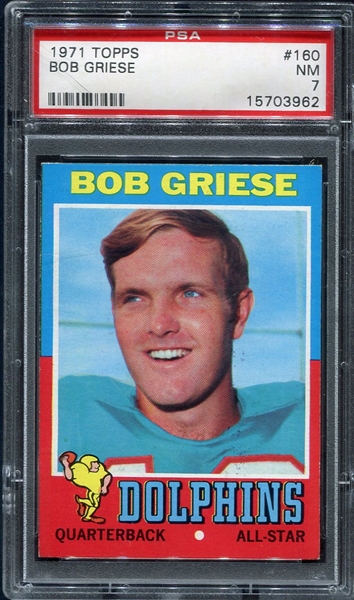 1971 Topps Football #160 Bob Griese PSA 7