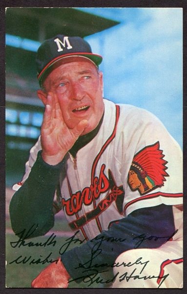 1955-60 Bill and Bob Milwaukee Braves Postcard of Manager Fred Haney EX+