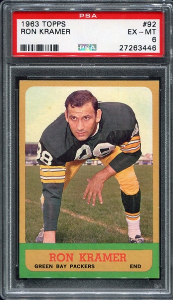 1963 Topps #92 Ron Kramer Green Bay Packers PSA 6