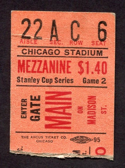 1930s Stanley Cup Game 2 Ticket Stub