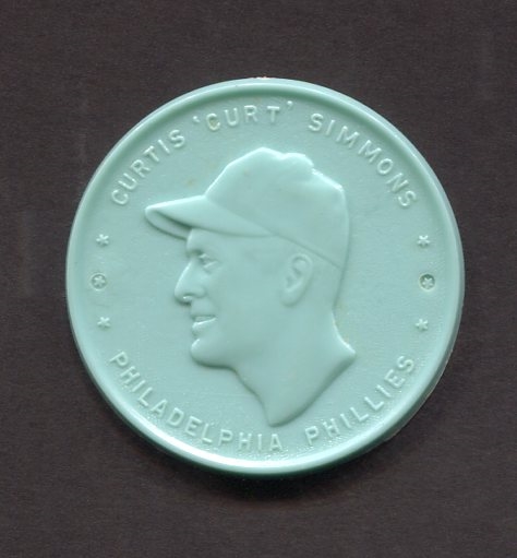 1955 Armour Coin Curt Simmons Aqua Nrmt