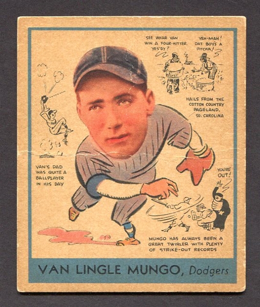 1938 Goudey Heads-Up #278 Van Lingle Mungo Brooklyn Dodgers 