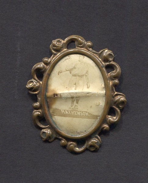 1915 PM1 Ornate Pin Christy Mathewson Scarce Facing Left Variety