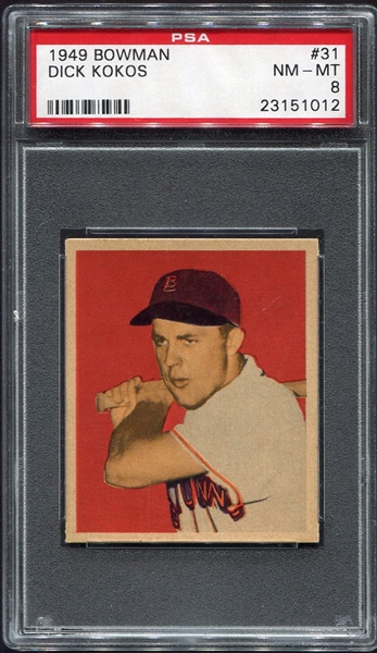 1949 Bowman #31 Dick Kokos PSA 8