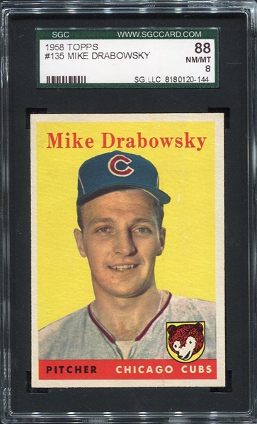 1958 Topps #135 Mike Drabowsky SGC 88