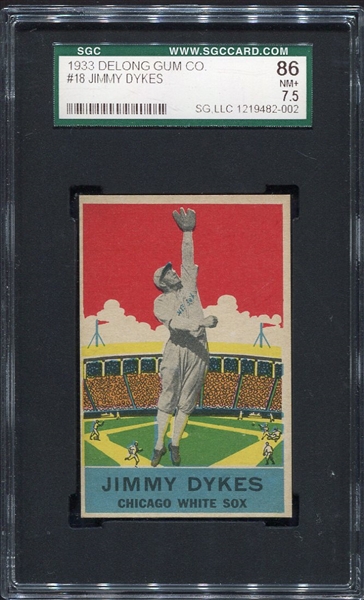 1933 Delong Gum #18 Jimmy Dykes Chicago White Sox SGC 86
