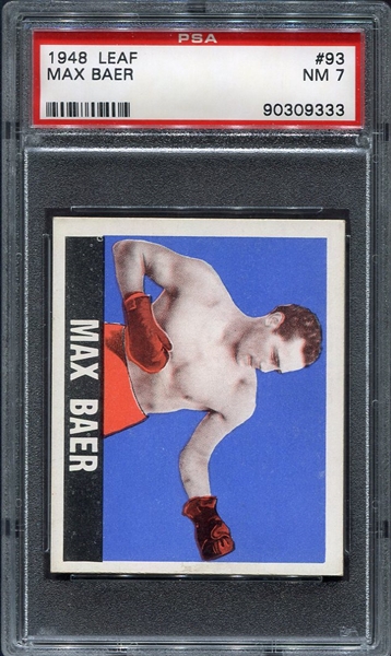 1948 Leaf Boxing #93 Max Baer Cream Back Stock PSA 7