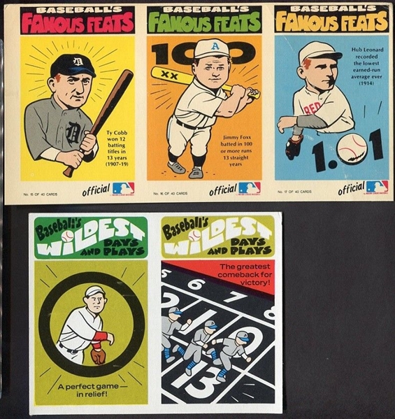 1972 & 1973 Fleer Famous Feats and Wildest Days and Plays partial sheets w/Cobb 