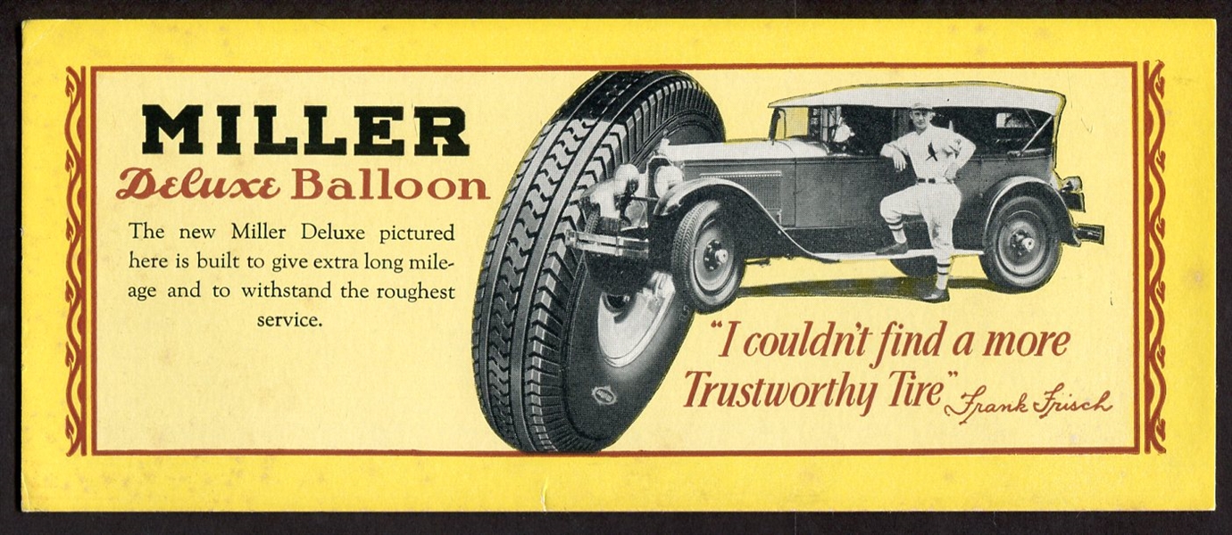 1930s Miller Deluxe Balloon Tires Frank Frisch Blotter
