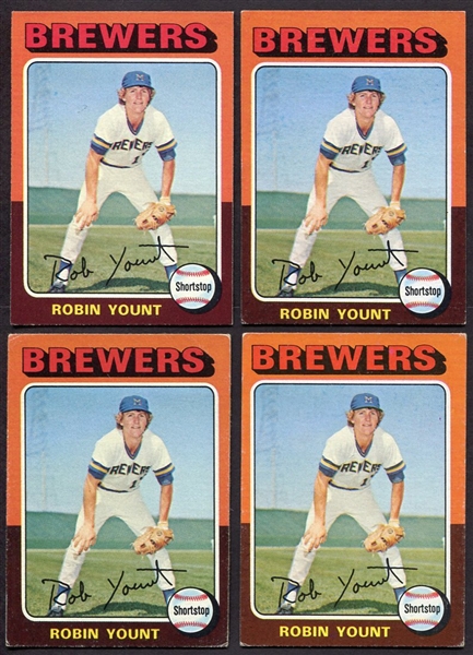 1975 Topps #223 Robin Yount Rookie Card Lot of 4 Vg/Ex to Nrmt