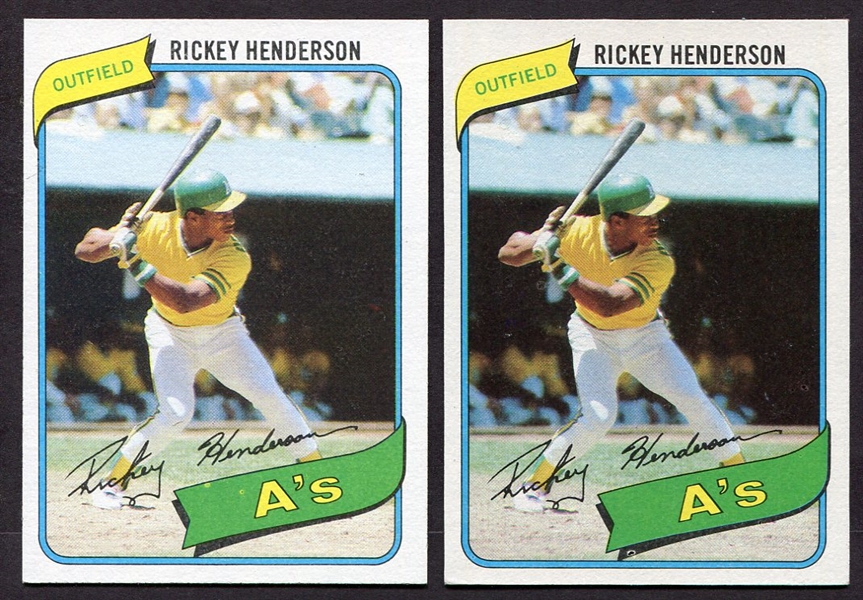 1980 Topps #482 Rickey Henderson Rookie Card Lot of 2 Nrmt