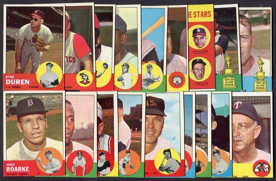 1963 Topps Lot of 18 Different w/Stars and higher #s Ex-Exmt