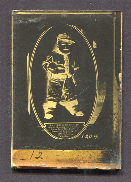 Circa 1920s Walter Johnson, Jr. Glass Plate Negative