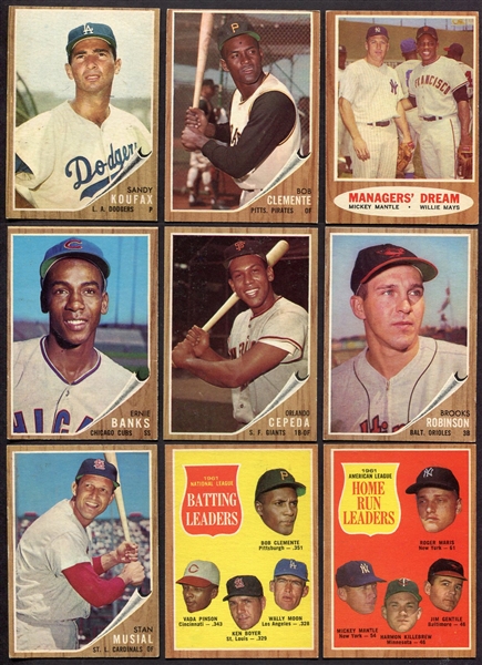 1962 Topps Near Set 554 of 598 Mostly VG to EX