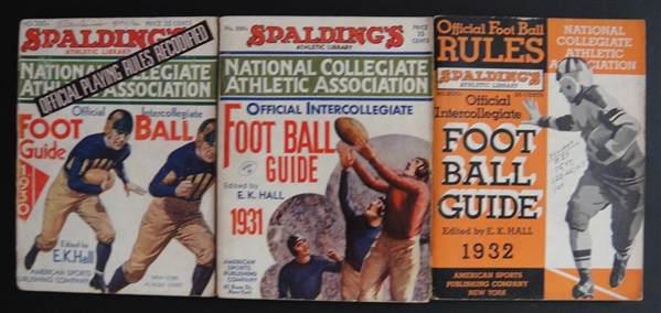 1930, 1931 & 1932 Spaldings National Collegiate Athletic Association Foot Ball Guides