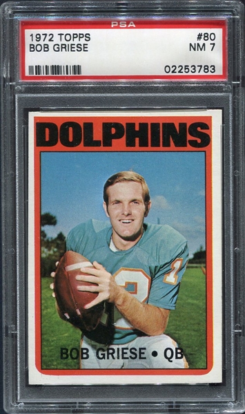 1972 Topps #80 Bob Griese Miami Dolphins PSA 7