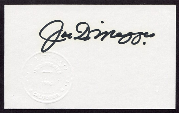 Joe DiMaggio Autographed 3x5 Certified In Person w/Tickets