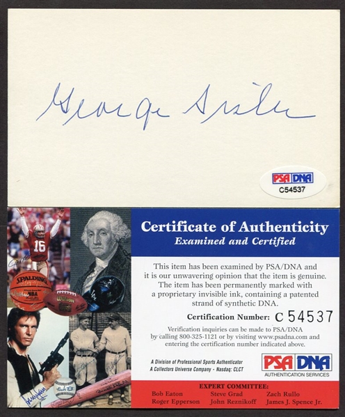 George Sisler Autographed 3x5 PSA/DNA Certified