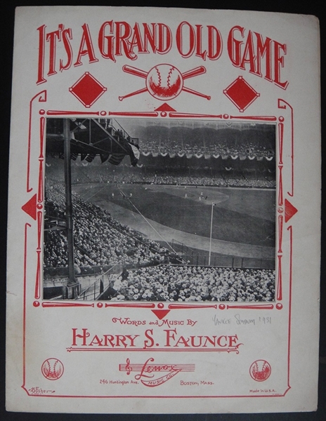 Its A Grand Old Game Sheet Music w/Yankee Stadium New Yankees vs. Giants 1923