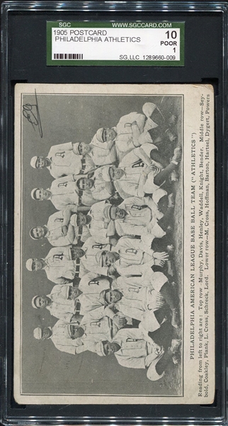 1905 Philadelphia Athletics Postcard SGC 10