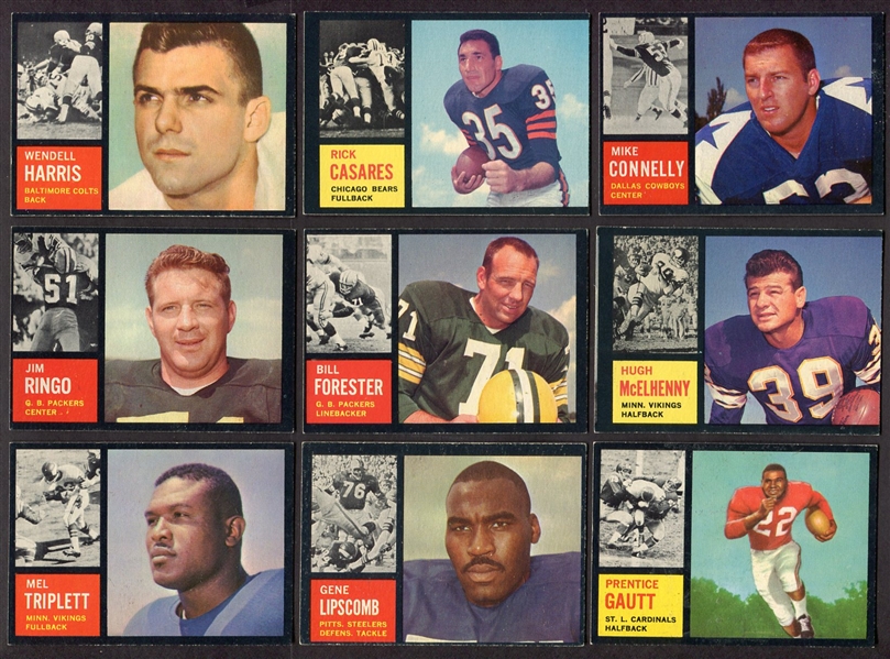1962 Topps Football Lot of 10 Different W/SPs & HOFers