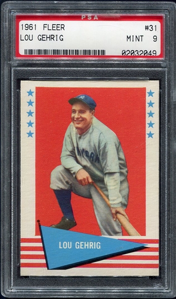 1961 Fleer Baseball Greats #31 Lou Gehrig PSA 9