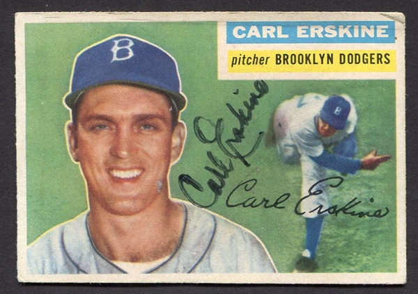 1956 Topps #233 Carl Erskine Autographed