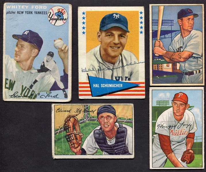 Lot of 5 1950s-60s Cards w/One Signed