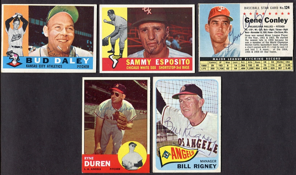 1960-65 Lot of 5 Autographed Cards