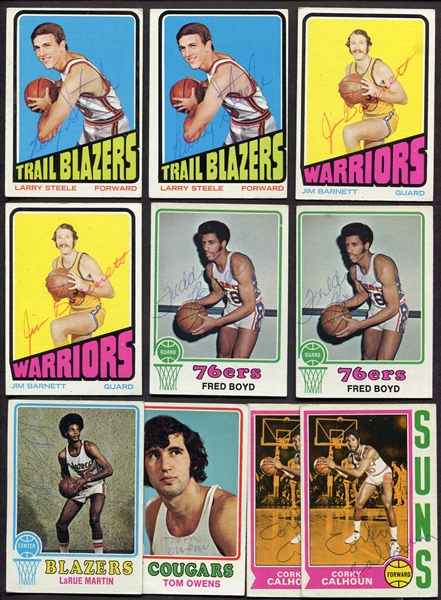 1970s Topps Basketball Lot of 10 Autographed Cards