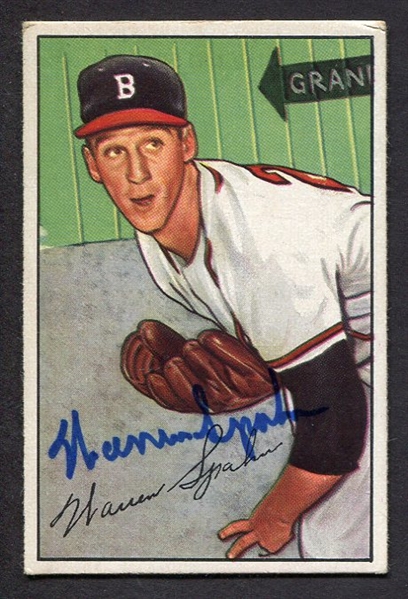 1952 Bowman #156 Warren Spahn Autographed