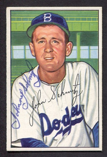 1952 Bowman #224 Johnny Schmitz Autographed