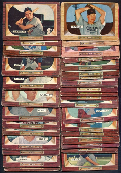 1955 Bowman Lot of 44 Different w/High Numbers & Stars