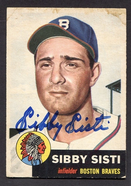 1953 Topps #124 Sibby Sisti Boston Braves Autographed