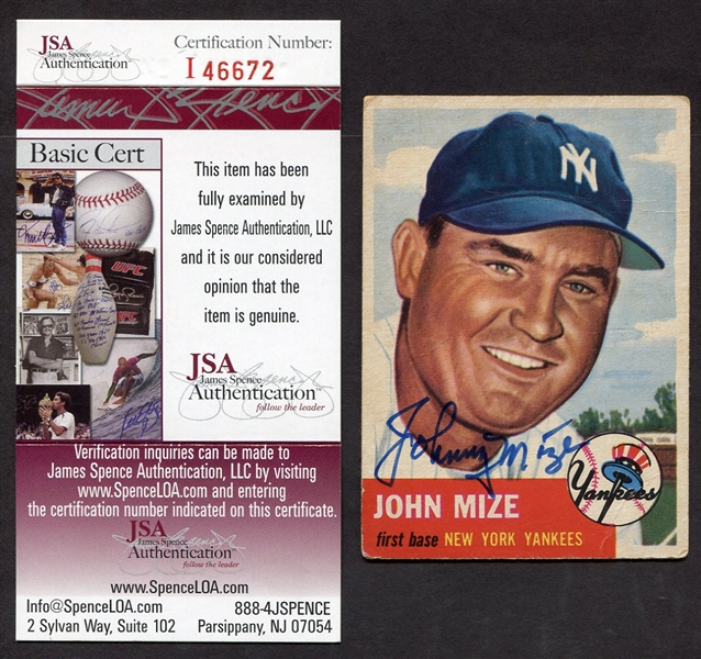 1953 Topps #77 Johnny Mize New York Yankees Autographed PSA/DNA Certified 