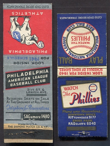 1940 Phillies & 1941 As Matchbook Schedules