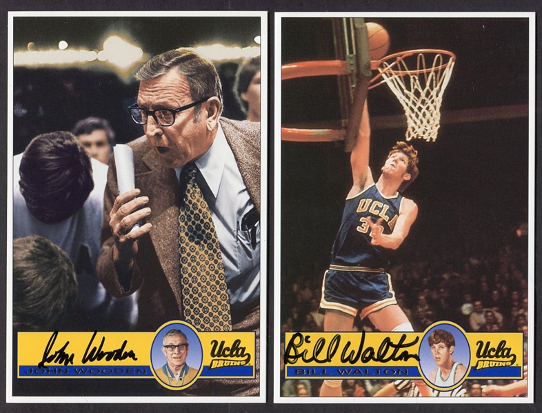 John Wooden & Bill Walton UCLA Autographed 4" x 6" Cards