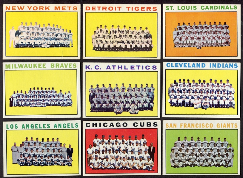 1964 Topps Team Cards Lot of 14 Different 